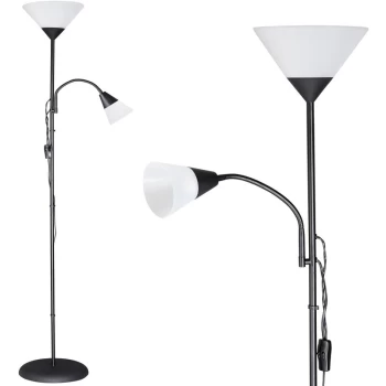 image of Reading Light Lamp Free Standing Ceiling Spotlight Black - Monzana