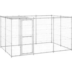 Image of Vidaxl - Outdoor Dog Kennel Galvanised Steel with Roof 7.26 m² Silver