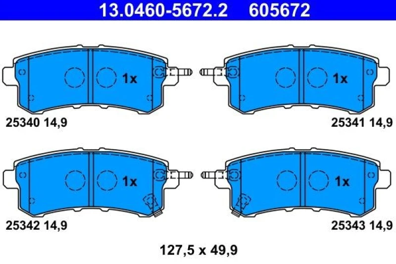 Image of ATE 13.0460-5672.2 Brake pad set with acoustic wear warning Brake Pad Set,disc brake (402)