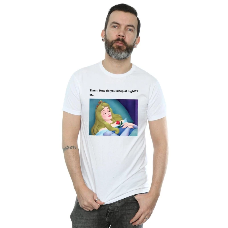 Image of Disney Men Sleeping Beauty Meme T-Shirt in White Size: Small White S Male 5057736895177