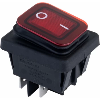 Image of 522777 Rocker Switch DPST Off-On 250V AC 16A Red - R-tech