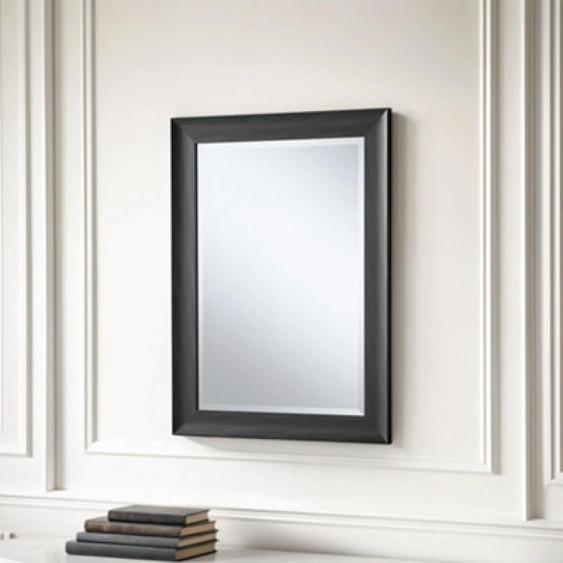 Image of Yearn Mirrors Yearn Mirrors Charcoal Grey Scooped Framed Mirror 129.5x106.5cm Grey One Size Unisex 0716053064738
