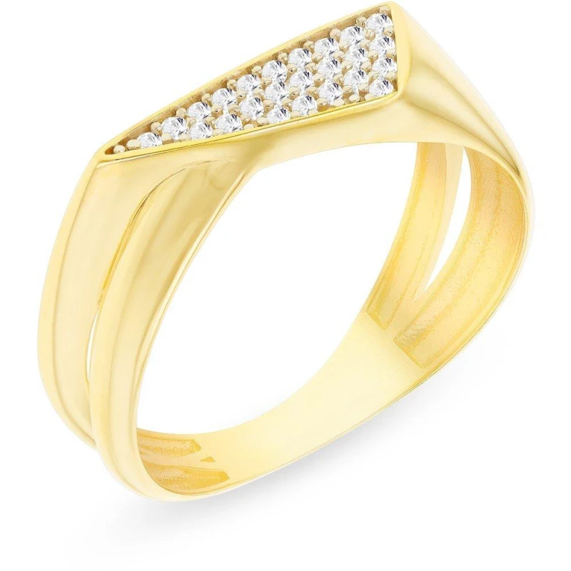 Image of Be You 9ct Gold CZ Triangle Crossover Ring Yellow Gold female K