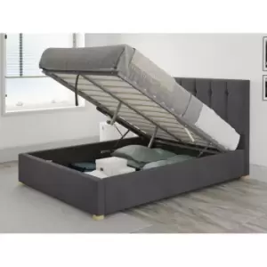 Image of Hepburn Ottoman Upholstered Bed, Plush Velvet, Steel - Ottoman Bed Size Double (135x190)