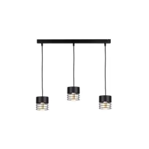 Image of Elle Bar Pendant Ceiling Light Black, 60cm, 3x E27