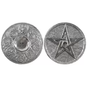 image of 10cm Silver Pentagram Incense Holder