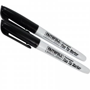 image of Faithfull Fine Tip Permanent Marker Pen Black Pack of 2