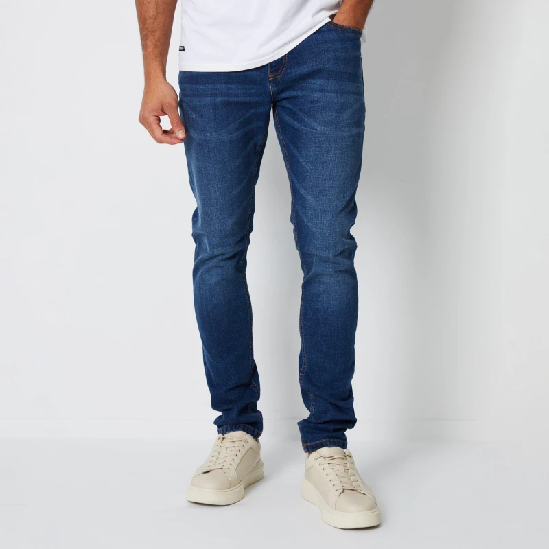 Image of Threadbare Skinny Fit Jeans With Stretch - Blue Blue One Size
