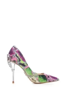 image of 'Illari' Snake Print Leather Court Shoes