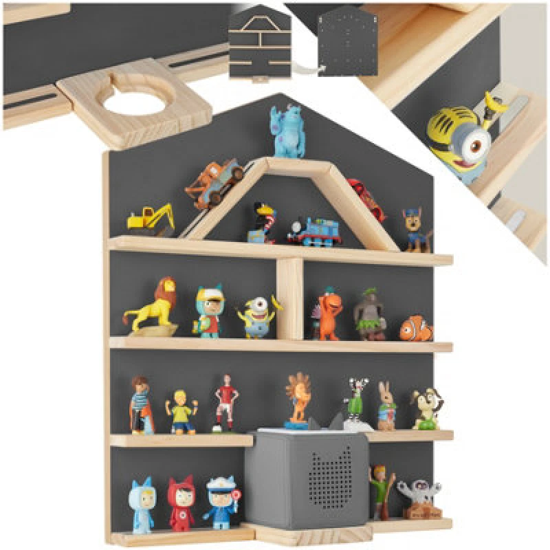 Image of Tectake Floating Shelf Mylittle Story For Up To 50 Tonies In House Design With Magnetic Strips - Anthracite