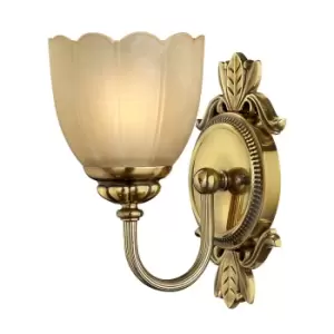 Image of Wall Light Scalloped Marble Etched Amber Shade Burnished Brass LED G9 3.5W