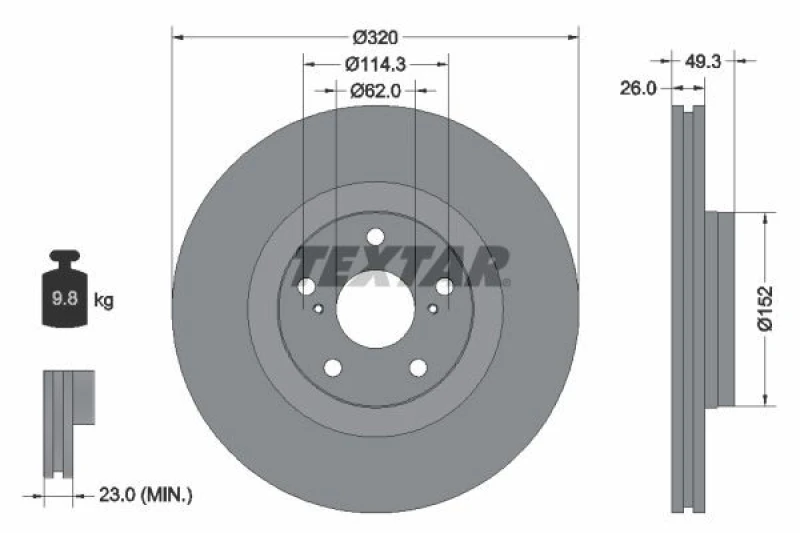 Image of Brake disc TEXTAR 92195303