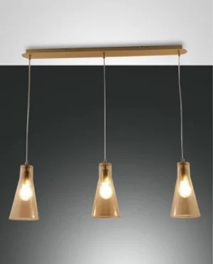 image of Dafne Straight Bar Pendant Ceiling Light Amber Glass, E27