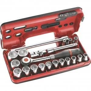 image of Facom 18 Piece 1/2" Drive Hex Socket Set Metric in Detection Case 1/2"