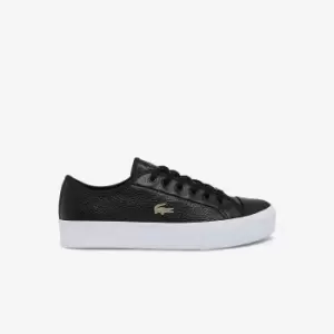 image of Lacoste Womens Ziane Plus Grand Leather Trainers Size 7 UK Black & White