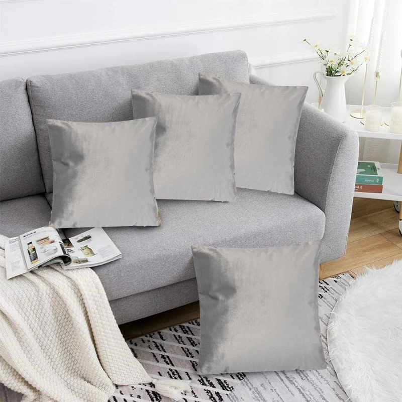 Image of Alan Symonds Plain Velvet Cushion Set of 4 Silver unisex 45x45cm