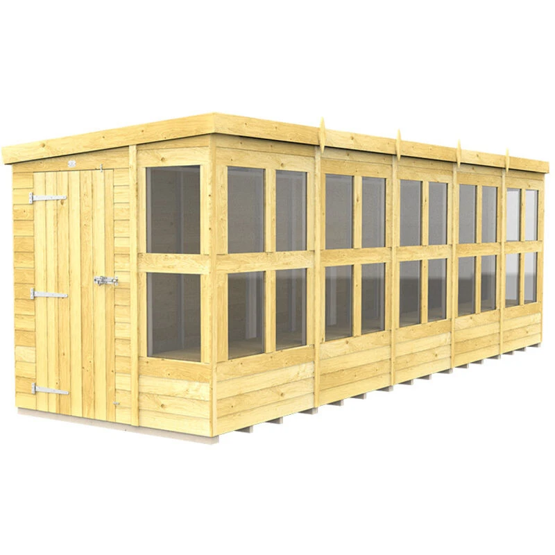 Image of Flat Pack Sheds DIY Sheds 20 x 6 Pent Potting Shed, Brown 20X6PPSFF