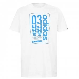 image of adidas Box Logo Mens T-Shirt - White/Blue