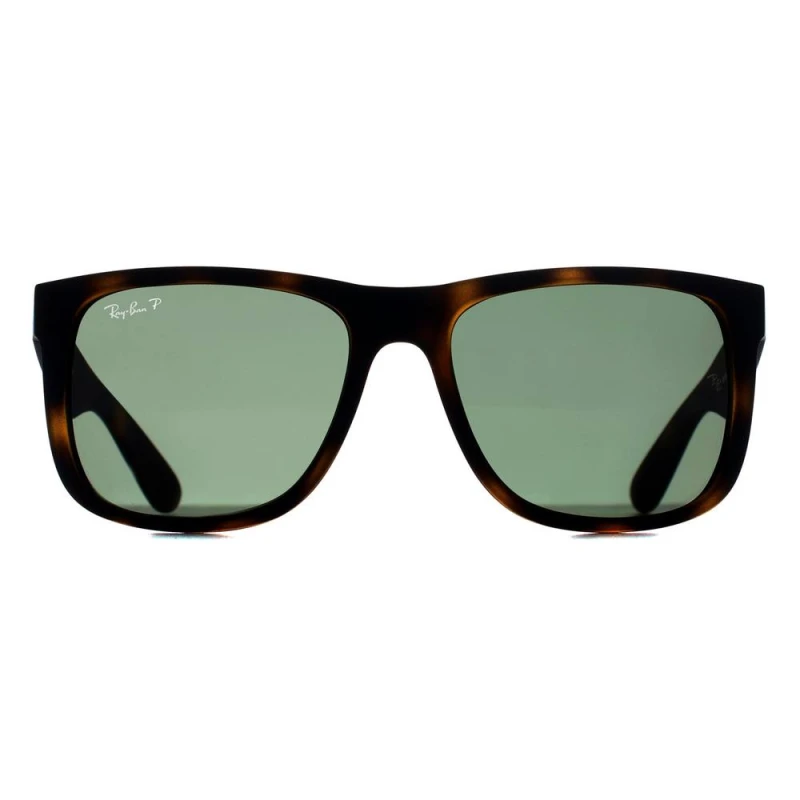 Image of Ray-Ban Ray-Ban Rectangle Matte Havana Dark Green Polarized RB4165 Justin in Brown Brown One Size Unisex 8056262094358