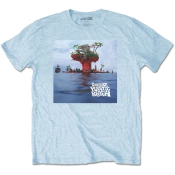 Image of Gorillaz - Plastic Beach Unisex Large T-Shirt - Blue