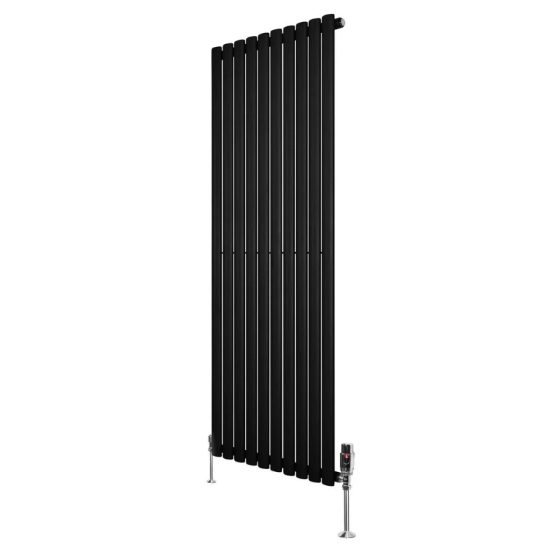 Image of Monstershop Oval Single Column Radiator & Valves - 1600mm x 600mm - Black Unisex