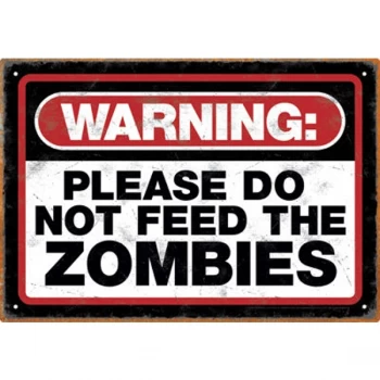 image of Zombie Warning Tin Sign