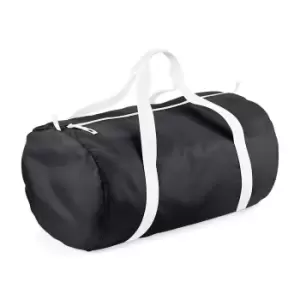 BagBase Packaway Barrel Bag / Duffle Water Resistant Travel Bag (32 Litres) (Pack of 2) (One Size) (Black / White)