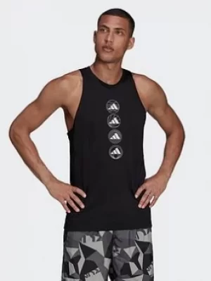 Image of adidas Run Logo Tank Top, Black Size M Men