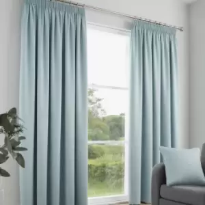 image of Fusion Galaxy Plain Dyed Triple Woven Thermal Pencil Pleat Lined Curtains, Duck Egg, 46 x 54 Inch