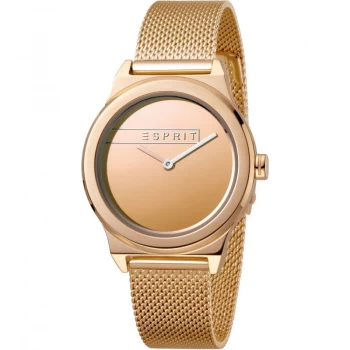 image of Esprit Magnolia Womens Watch featuring a Stainless Steel Mesh, Rose gold Coloured Strap and Rose Gold Mirror Dial