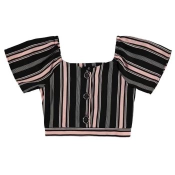 Image of Firetrap Crepe Shirt Junior Girls - Black Stripe