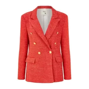 image of Yumi Red Boucle Fitted Blazer - Red