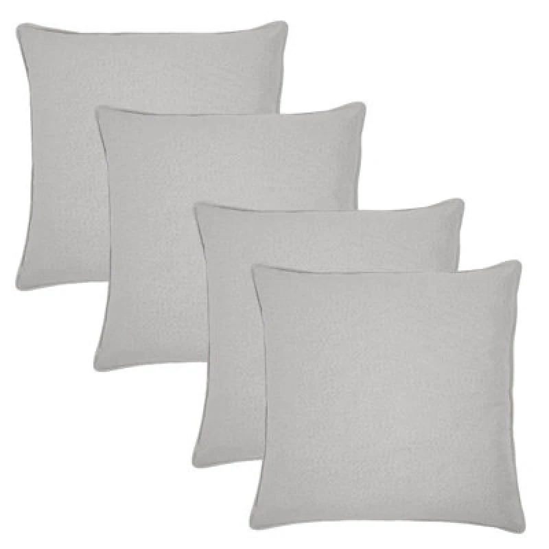 Image of OHS OHS 4 Pack Woven Texture Cushion Covers Home Decor Set in Light Grey Size: 45cm x 45cm Light Grey 45cm x 45cm Unisex 5027434218042