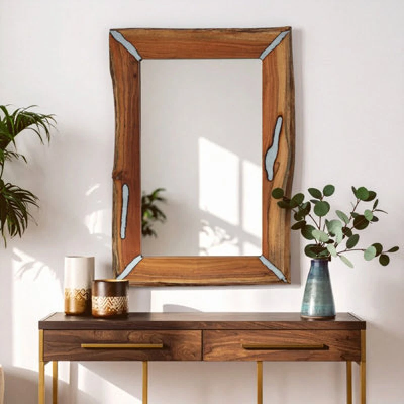 Image of Orsina Acacia Wood Wall Mirror