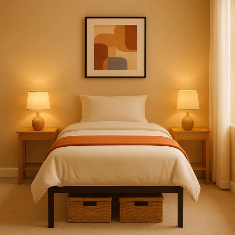 Image of House of Home Single Metal Bed Frame Durable Black Powder Coating, 198 x 91 x 40cm Black