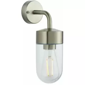 image of Loops - IP44 Outdoor Wall Light Brushed Stainless Steel & Glass Shade Nautical Lantern