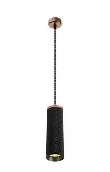 image of 1 Light 20cm Ceiling Pendant Light GU10, Rose Gold, Sand Black