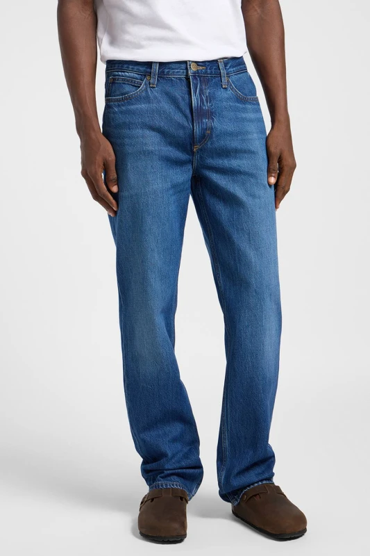 Image of Lee Mens West Relaxed Fit Jeans Flirt Alert in Blue Size: 34R Blue Male 34R