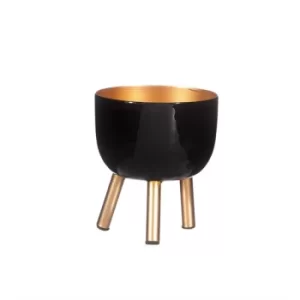 Image of Sass & Belle Black Metal Planter On Legs Medium