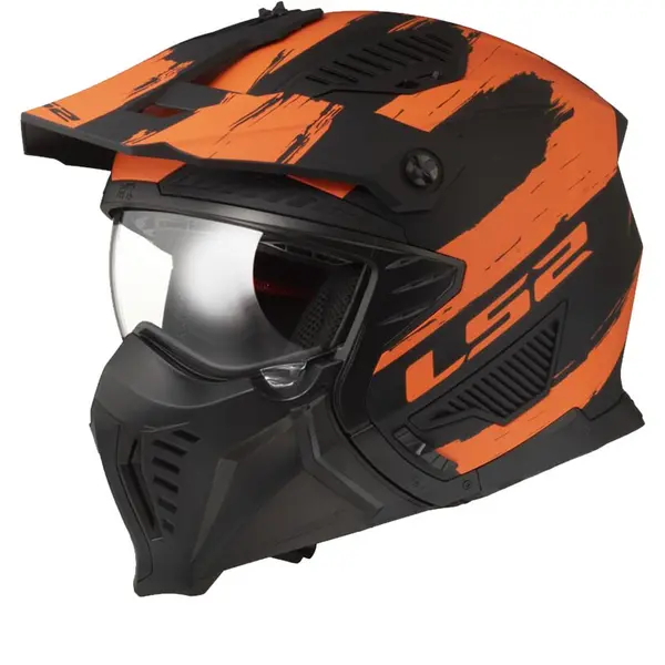 Image of LS2 OF606 Drifter Mud Matt Black Orange-06 Multi Helmet Size XS