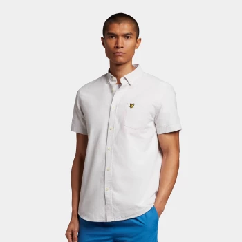 Image of Mens Short Sleeve Light Weight Slub Oxford Shirt - Light Mist/White - S