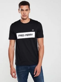 image of Fred Perry Graphic Print T-Shirt - Black, Size XL, Men