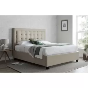 Image of Brandon Oatmeal Fabric Ottoman Storage Bed King