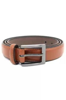 Image of Anthony Square Buckle Edge Stitched Leather Belt