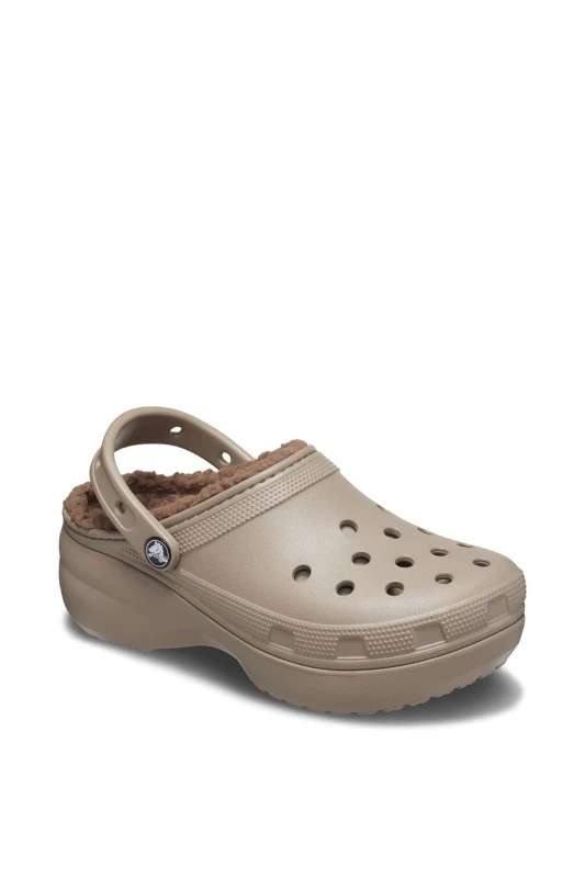 Image of Crocs Women Classic Platform Lined Clogs Mushroom 8