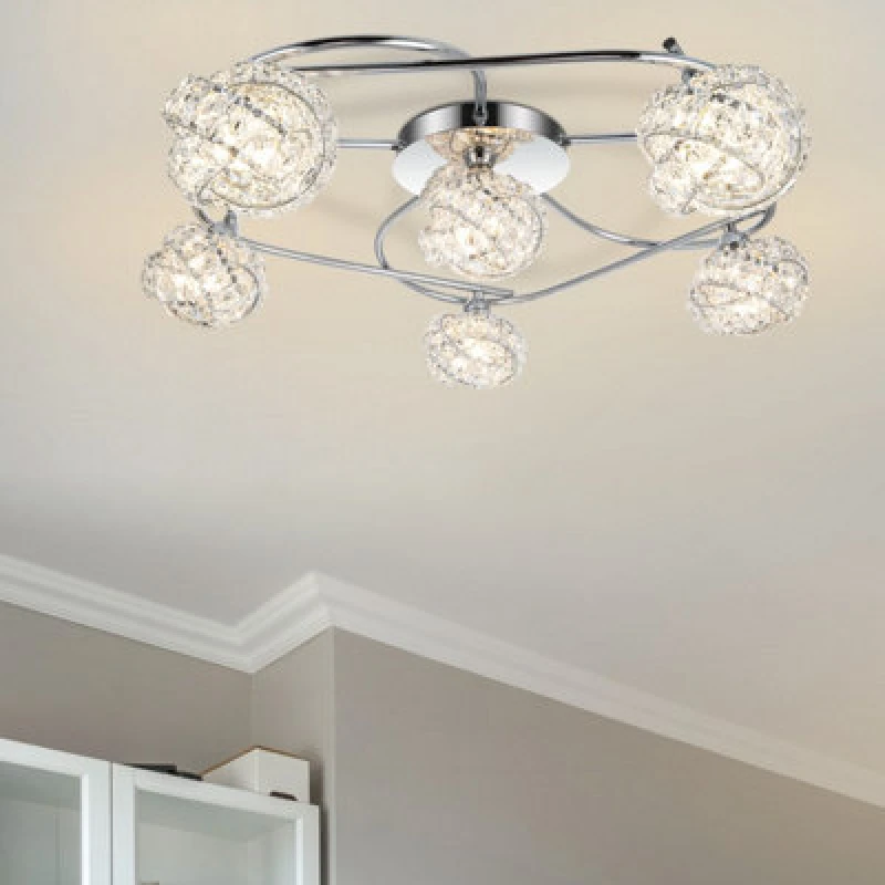 Image of Cosylyte Mirri 6 Light Modern Glass Beaded Shade Ceiling Light - Chrome Base