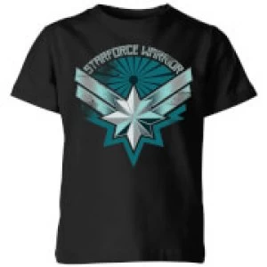 image of Captain Marvel Starforce Warrior Kids T-Shirt - Black - 11-12 Years