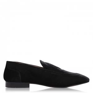 Image of H By Hudson Cadson Velour Mens Loafers - Black Skull