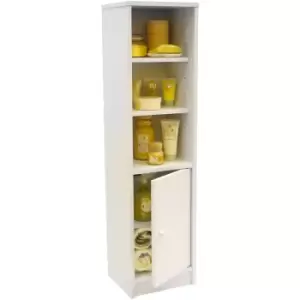 image of JAMERSON - Compact Storage Cupboard / Bathroom Cabinet with Shelves - White - White