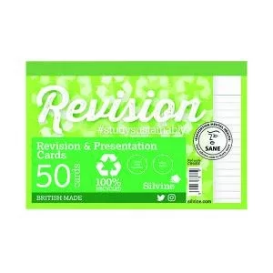 Image of Silvine Recycled Study and Presentation Cards 50 White Pack of 20